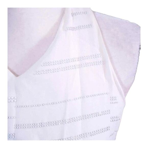 A.L.C. Gigi Sleeveless White Tonal Studded V-neck Mini Sheath Dress Women's 6 - Picture 3 of 8